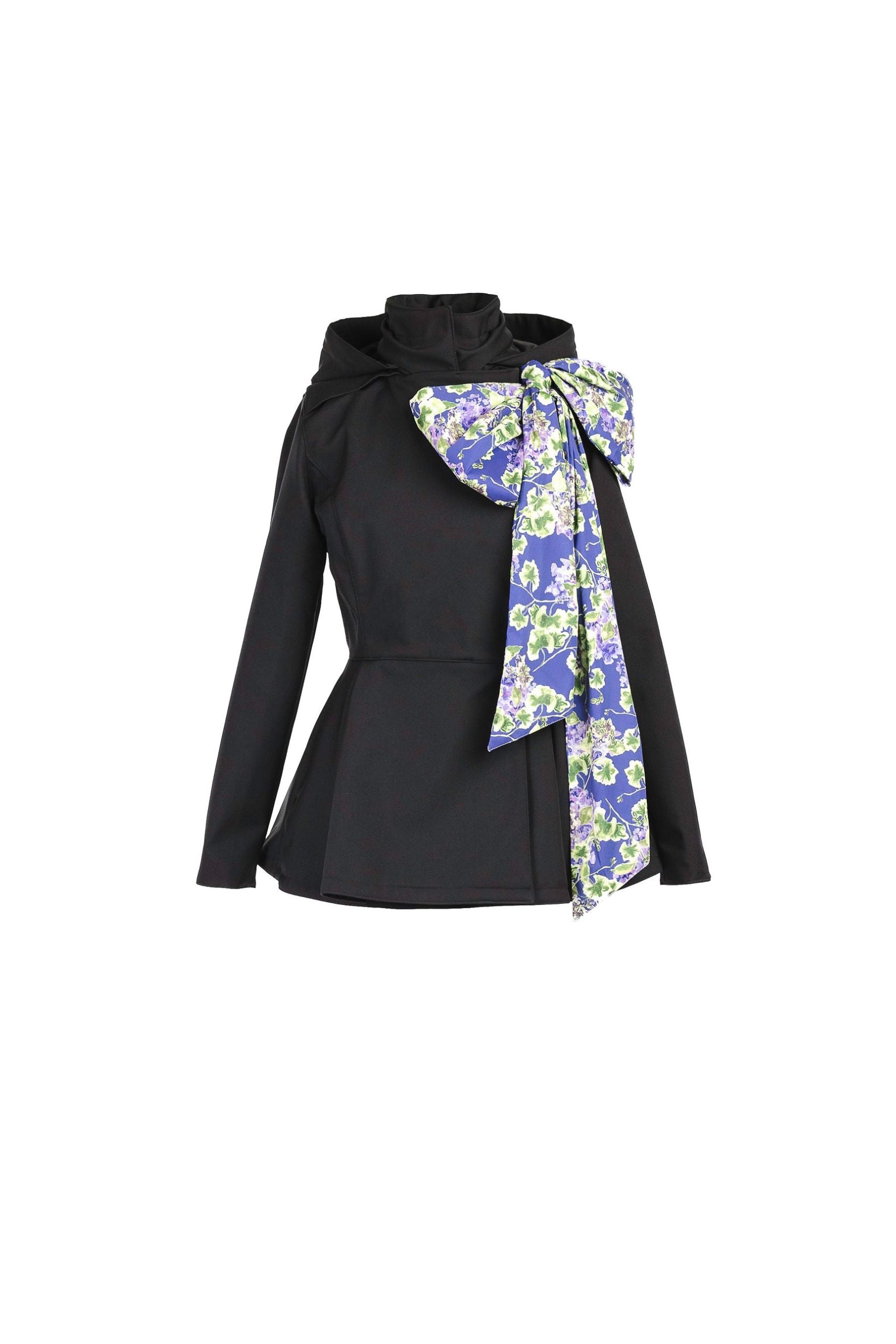Moonlit Bow black waterproof women's jacket isolated on light background