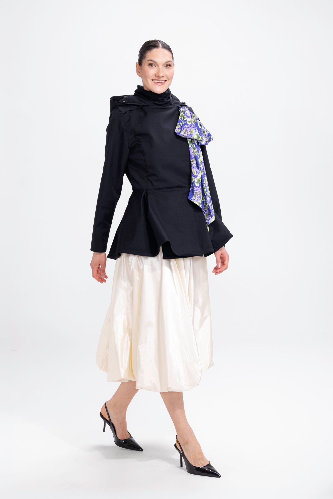 Black Jacket with Detachable Hood and Bow | Moonlit Bow