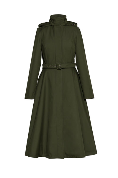 Green Fit and Flare Winter Coat | Moss In Winter