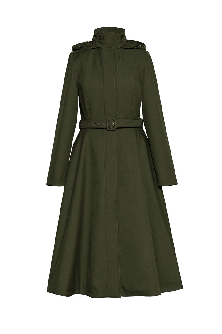Green Fit and Flare Winter Coat | Moss In Winter