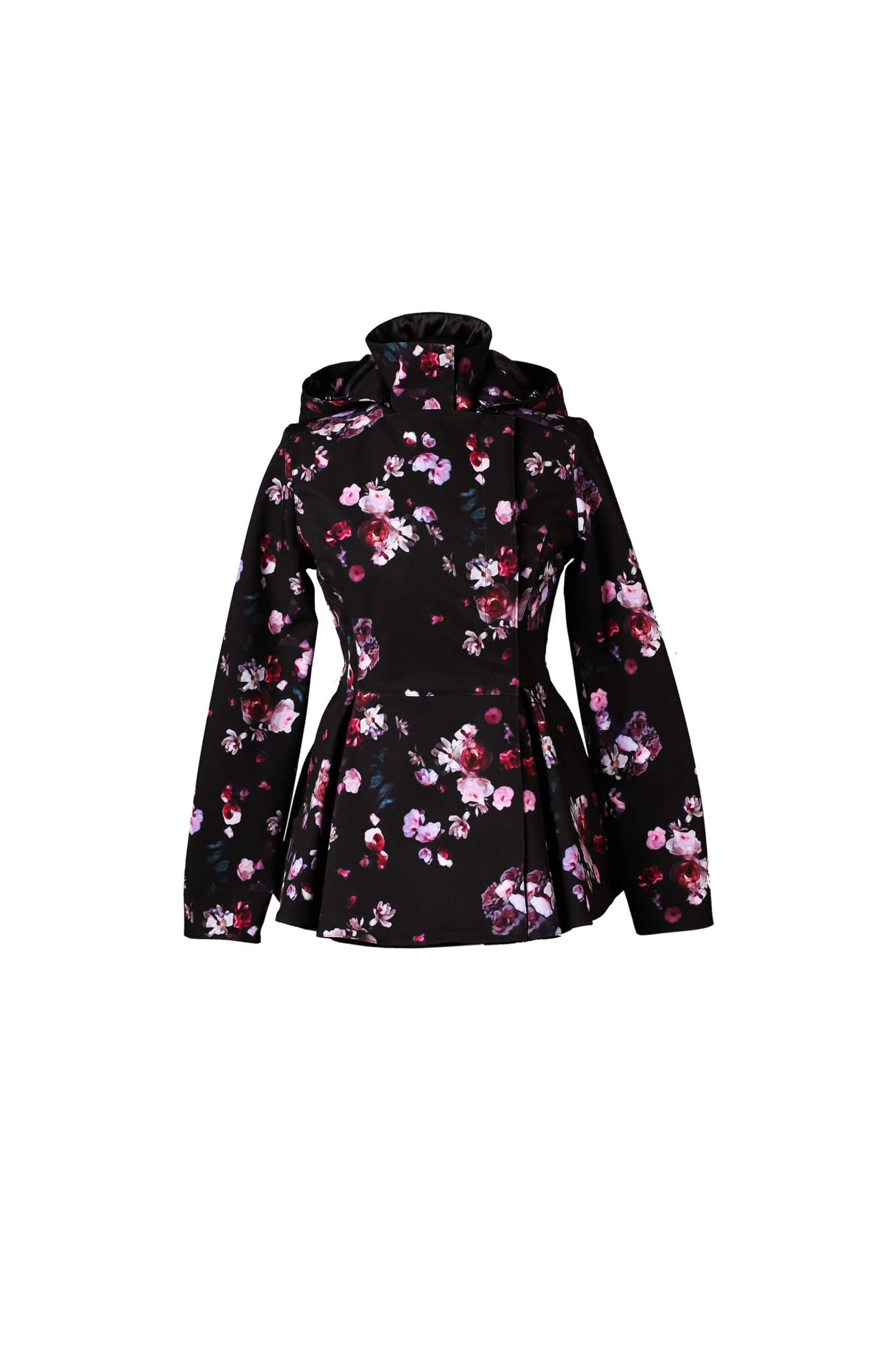 Floral-patterned short coat on a white background