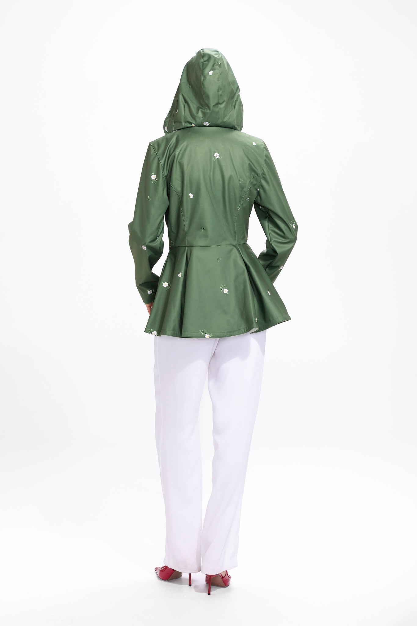 Double Breasted Jacket with Detachable Hood in Green | Primrose Green