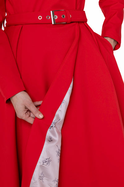 Double Breasted Trench Coat in Bright Red | Queen of Hearts