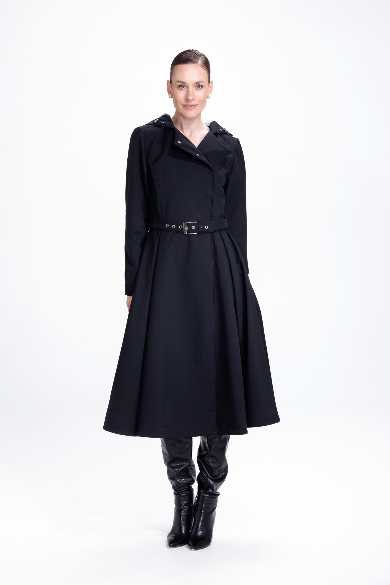 Double Breasted Trench Coat in Solid Black | Queen of Spades