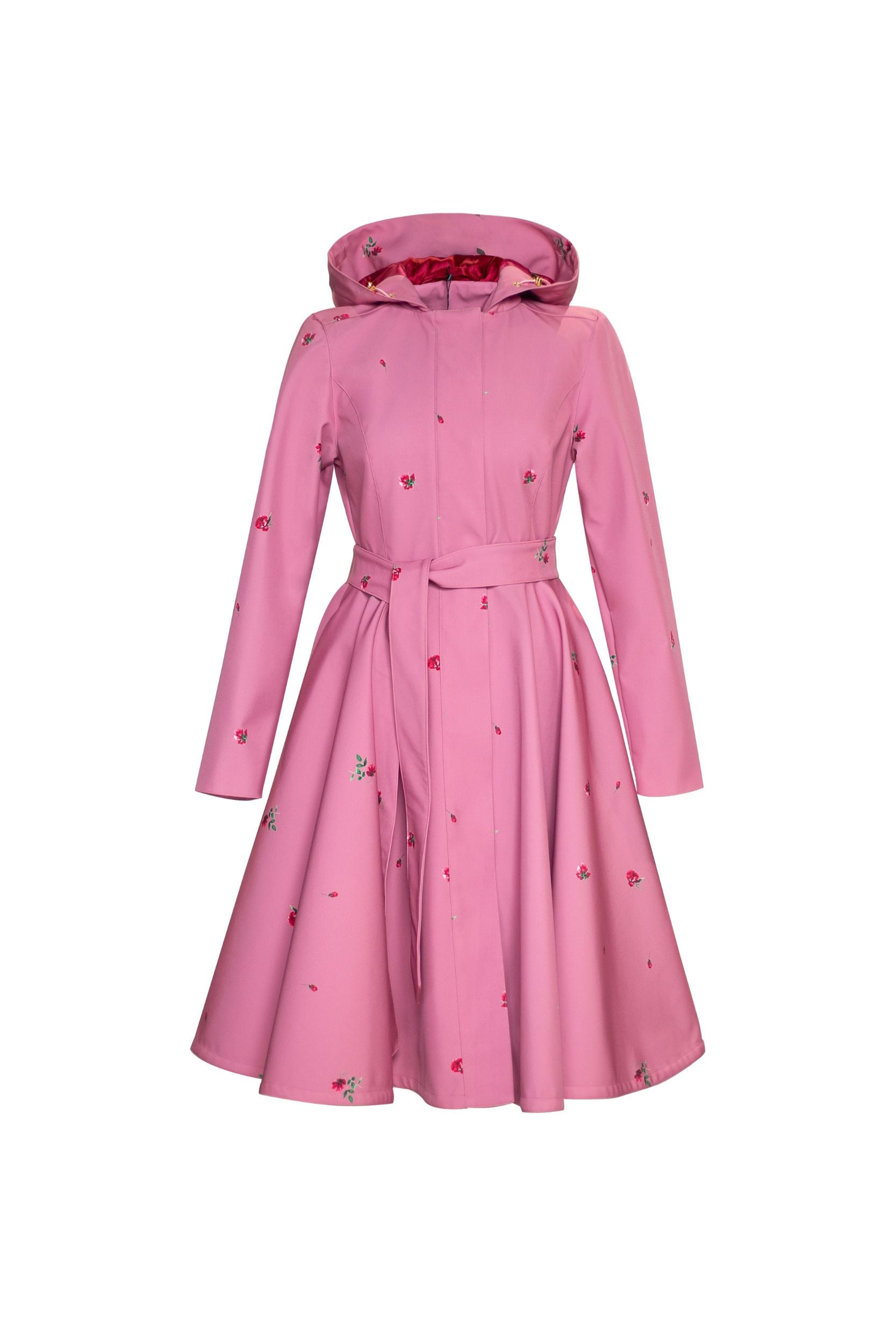 Fit and Flare Coat with Full Circle Skirt in Pink | Raspberry