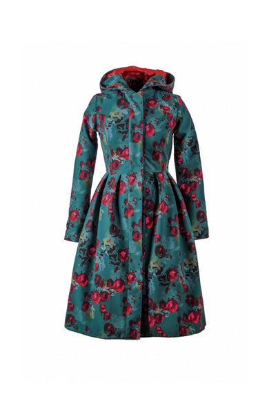Rosalie green floral women's coat on light background