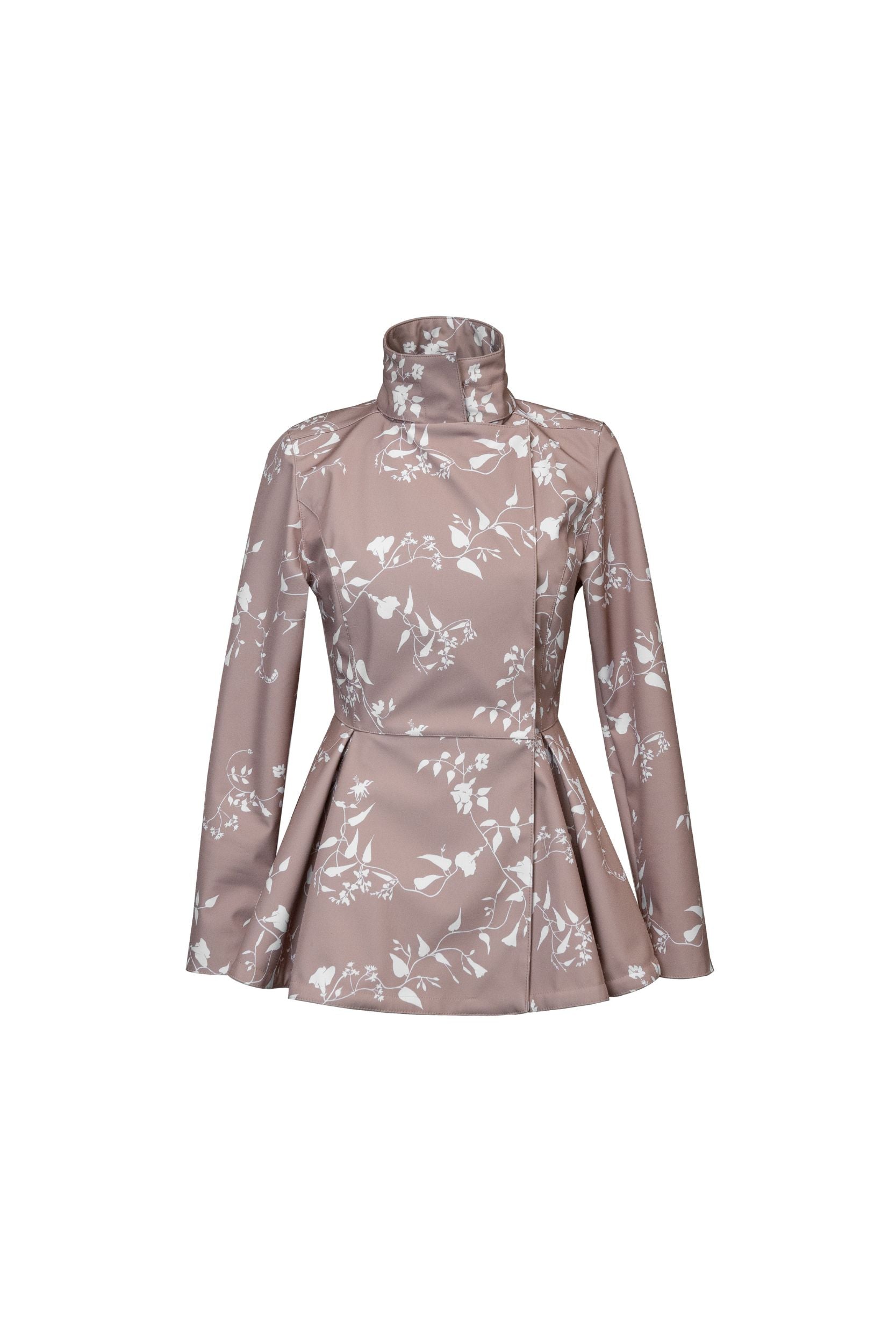 Double Breasted Jacket with Detachable Hood in Beige-Pink Shade | Rose Blush