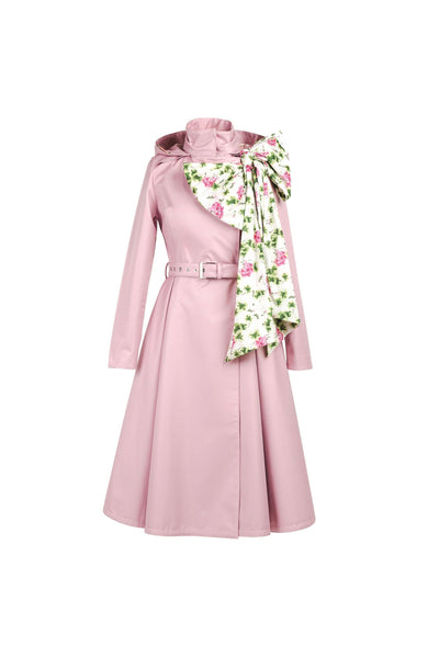 Rosie Bow soft pink waterproof women's coat isolated on light background