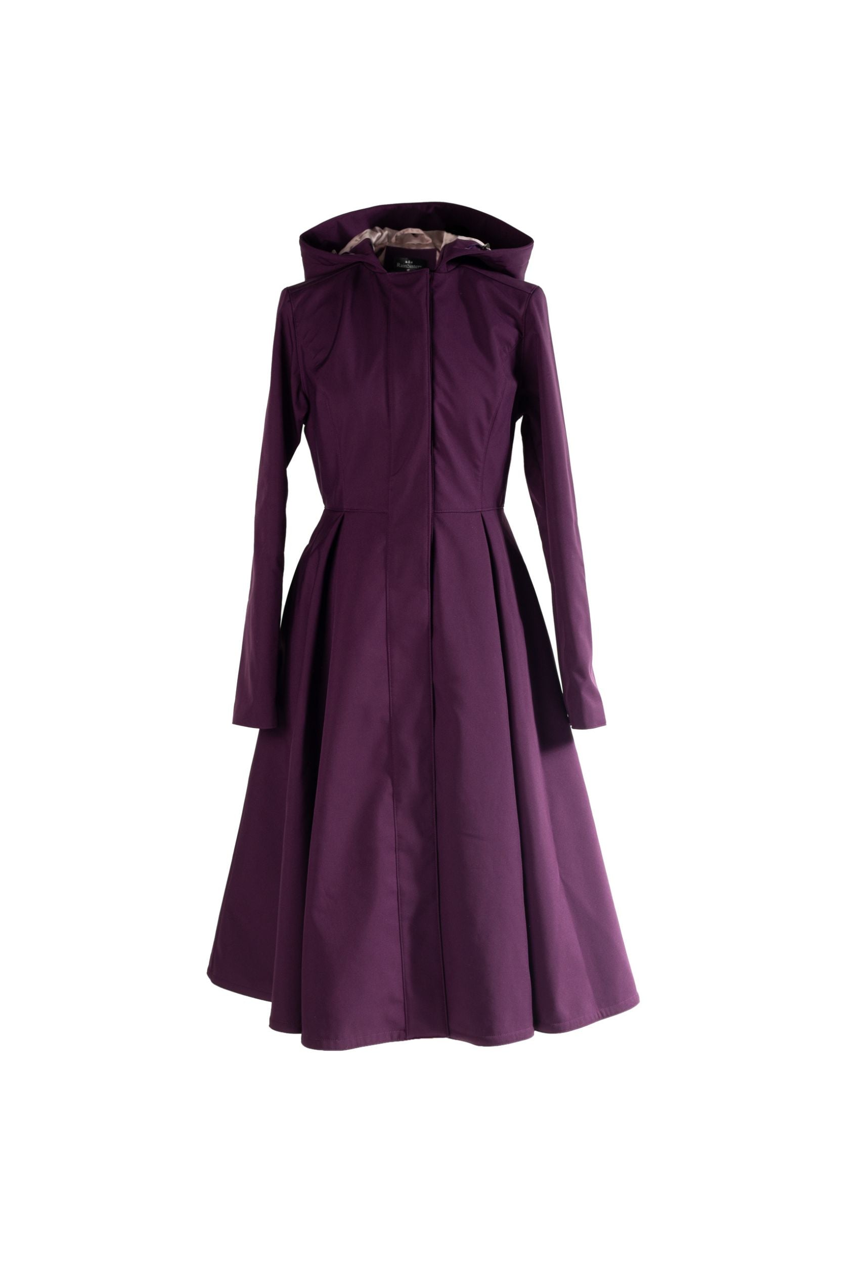 Fit and Flare Coat with Pleated Skirts in Dark Purple | Ruby Purple