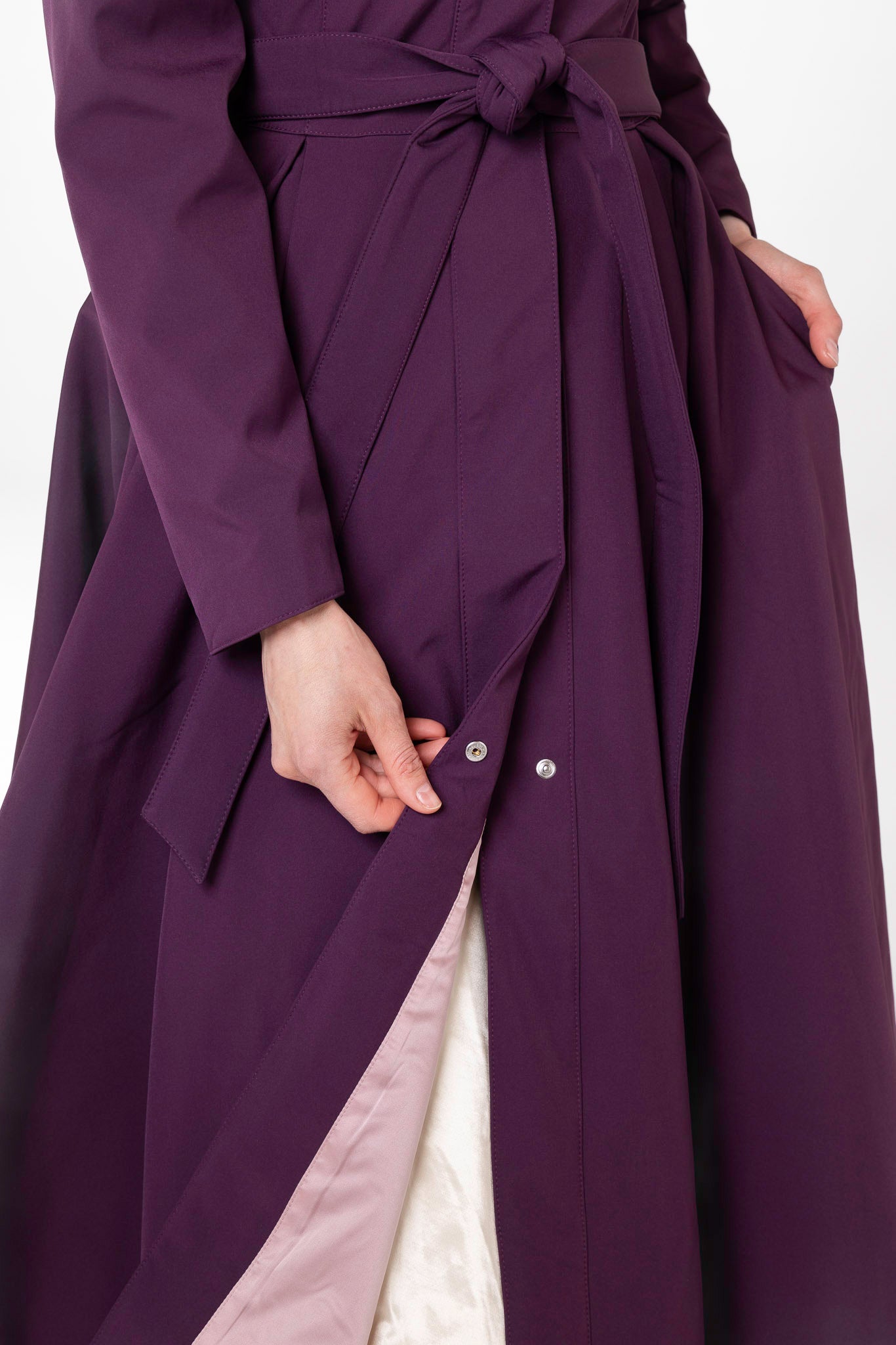 Fit and Flare Coat with Pleated Skirts in Dark Purple | Ruby Purple