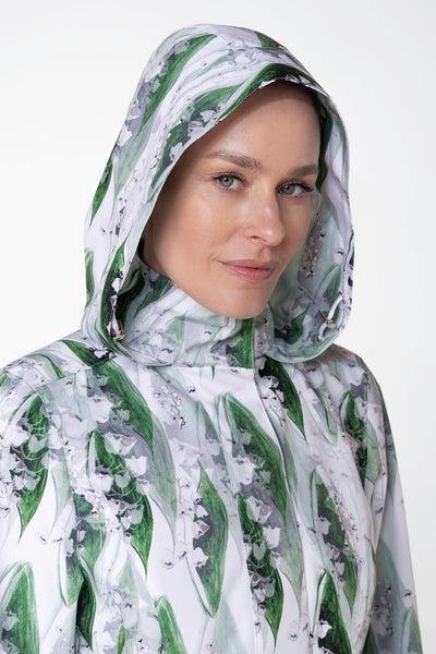 Close-up of hood detail on Whispers of May waterproof women's coat