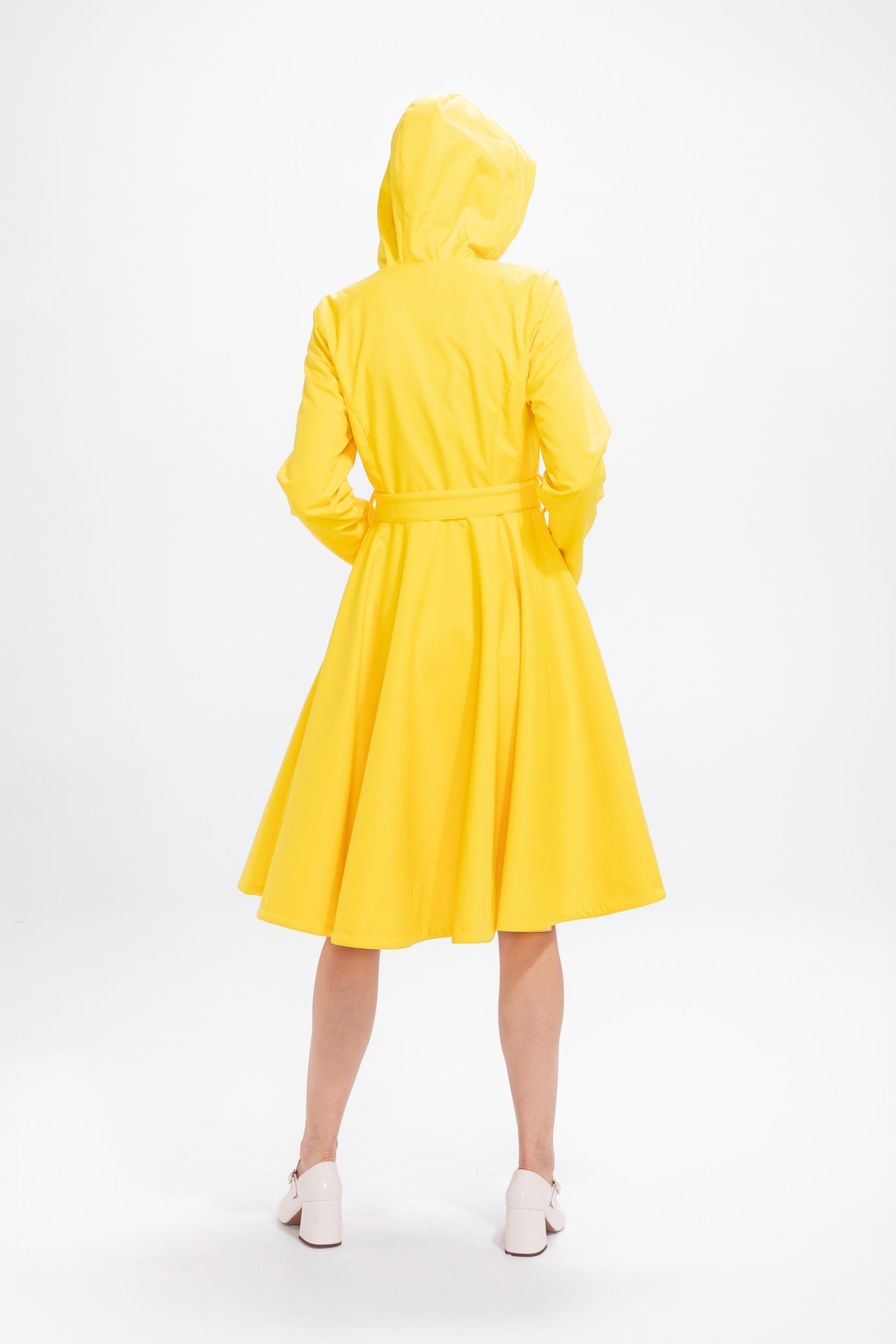 Fitted and Flared Coat with Full Circle Skirt in Bright Yellow | Yellow Sun