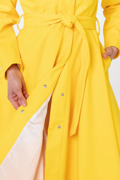 Light pink Italian satin lining inside Yellow Sun women's designer coat