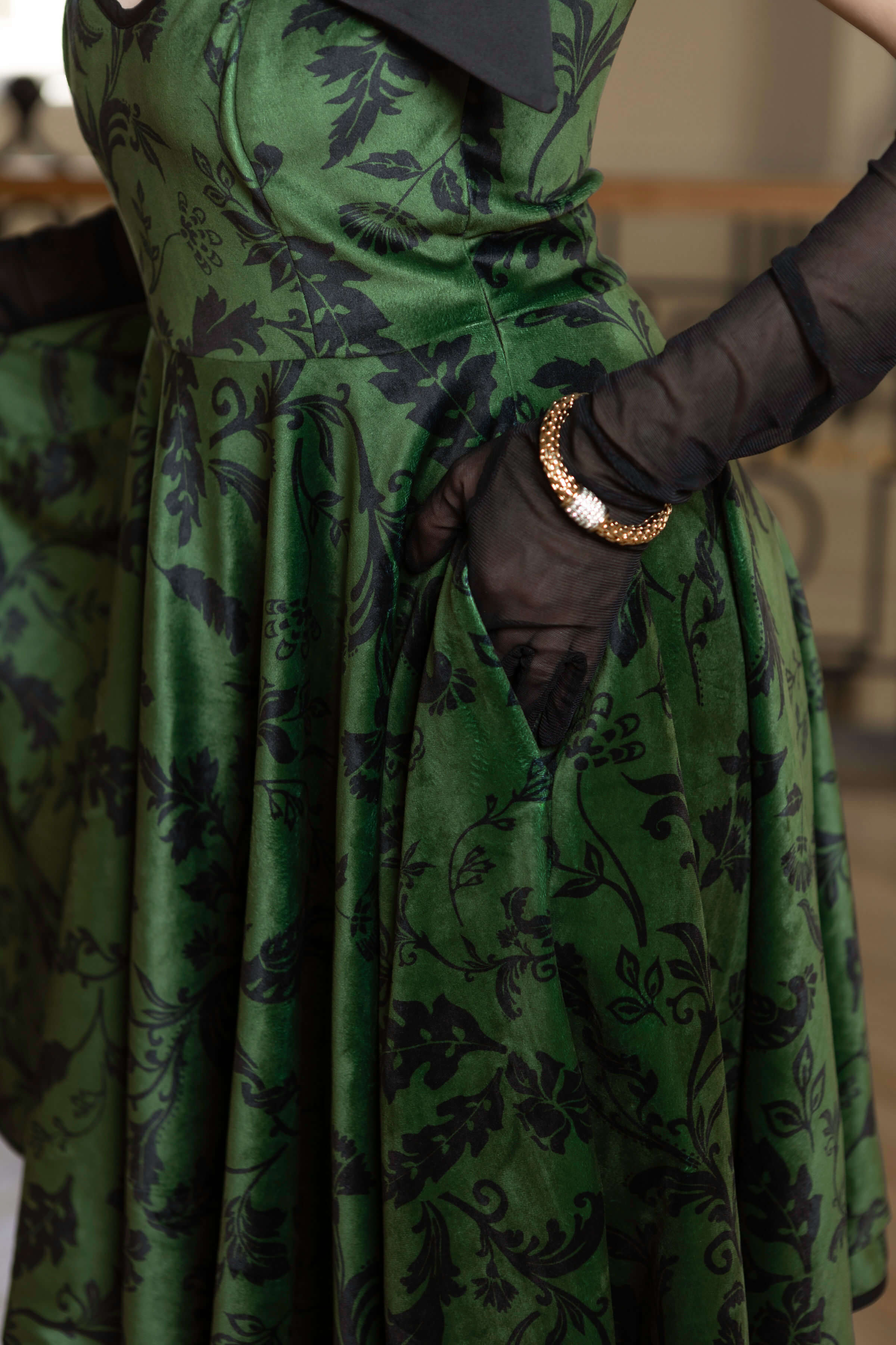 Velvet A-Line Dress with Tie Straps | Forest Kiss  RainSisters