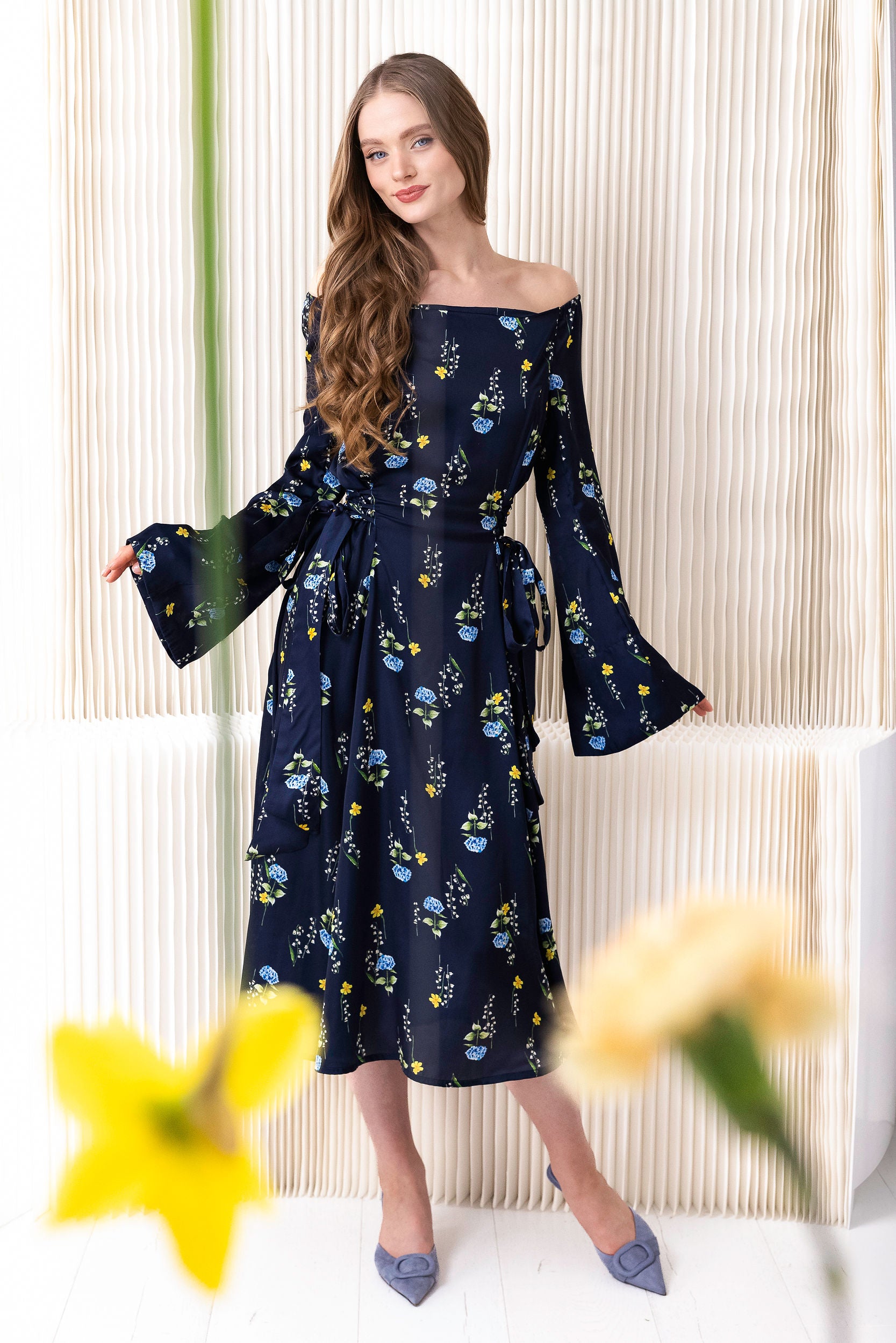 Midi Dress with Adjustable Waist