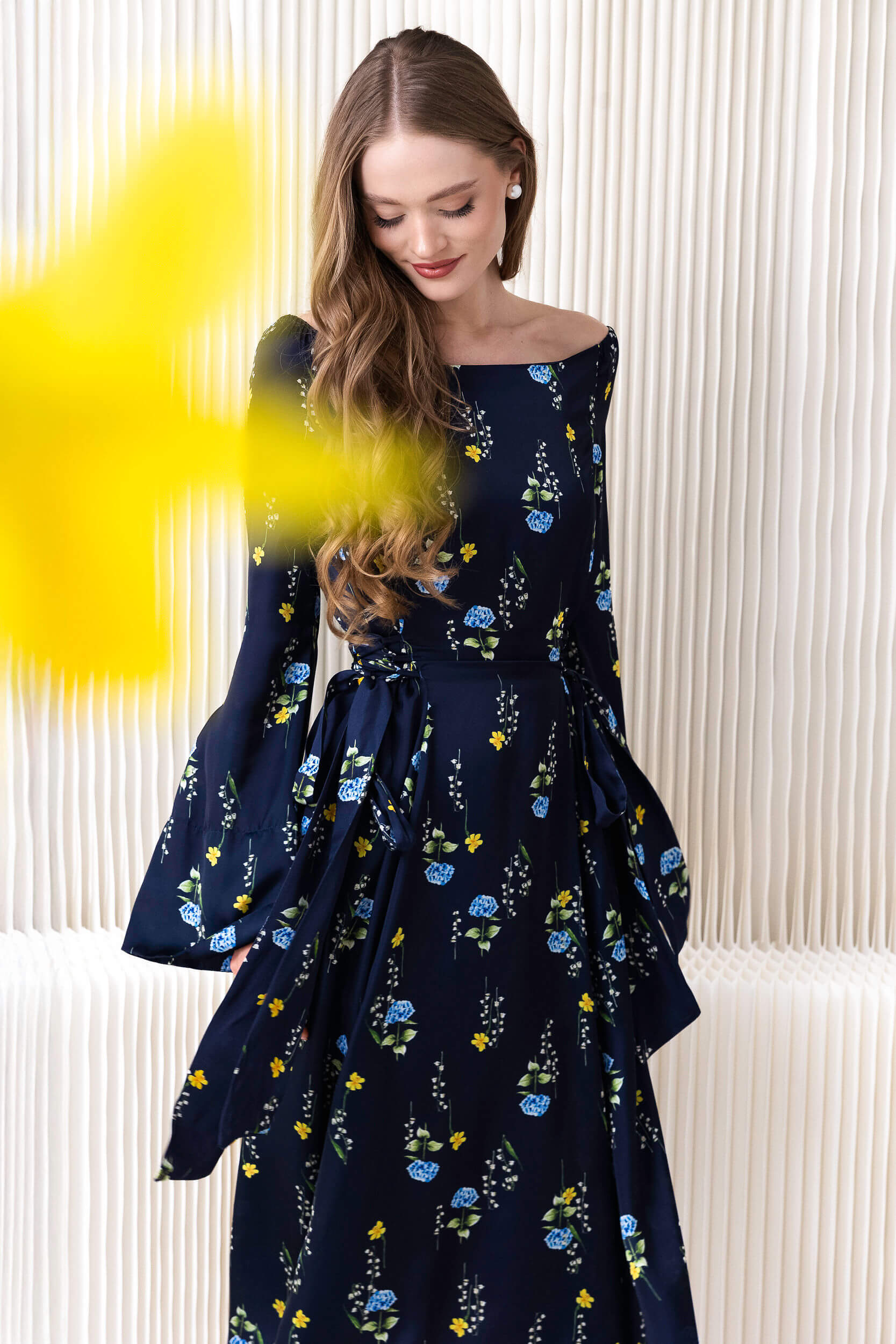 Midi Dress with Adjustable Waist | Meadow Dream RainSisters Midi Dress with Adjustable Waist | Meadow Dream RainSisters