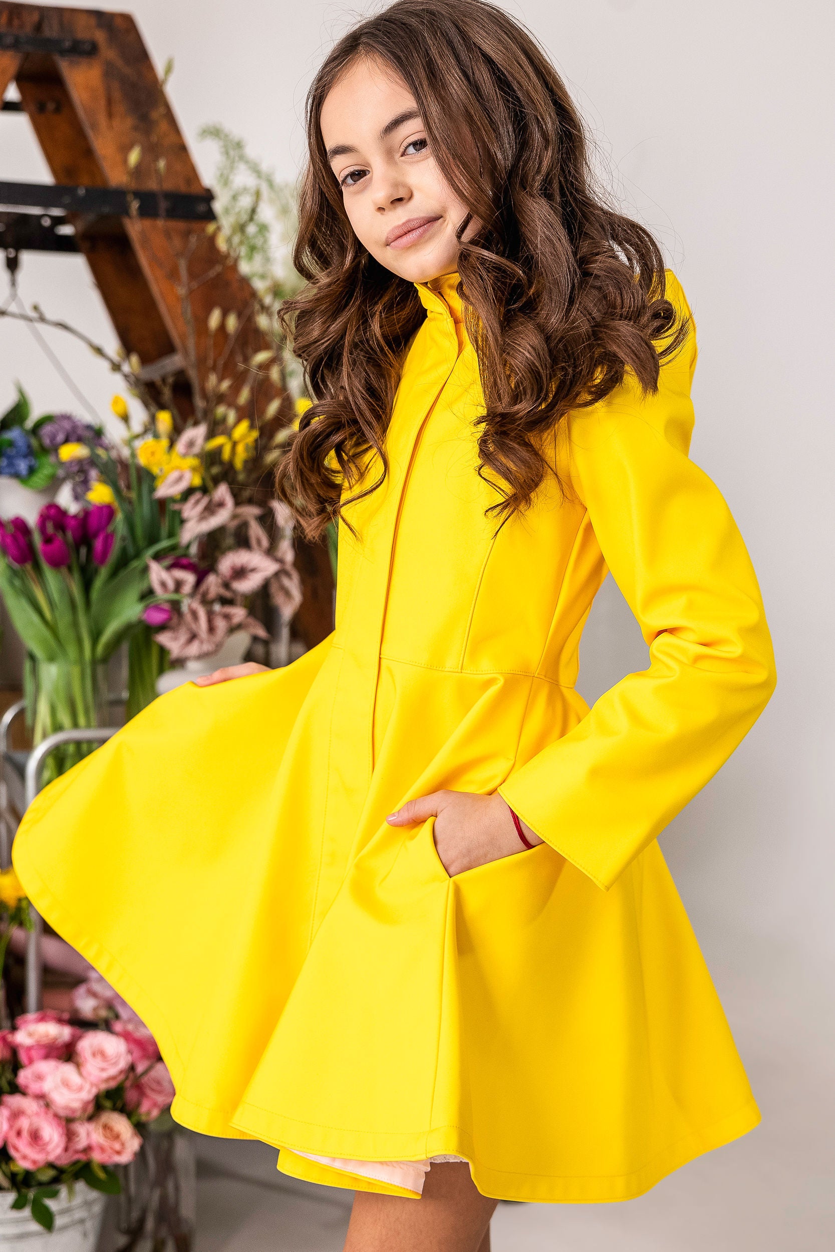 Girls' Yellow Coat with Hood | Yellow Sun