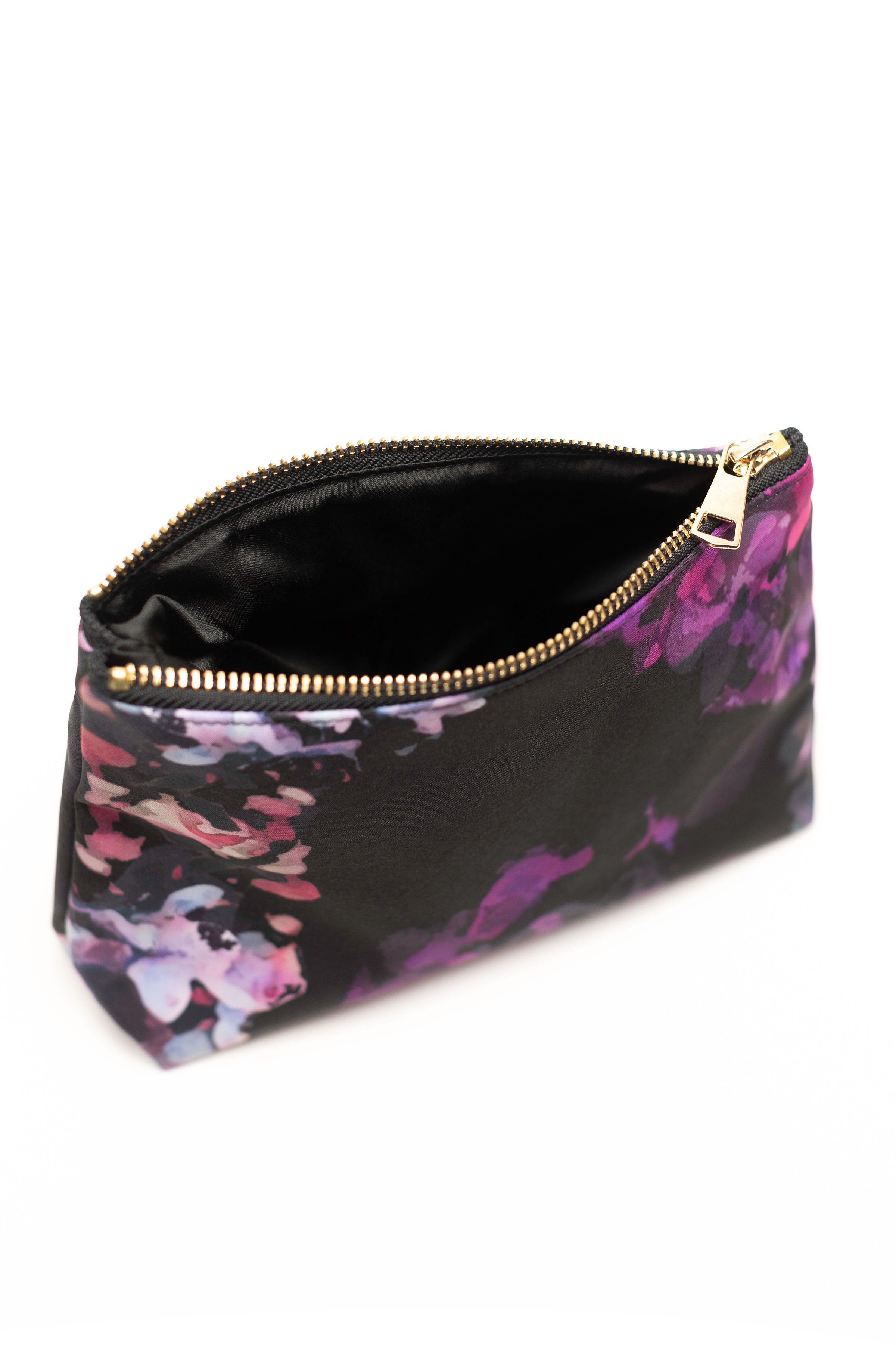 Black And Purple Floral Makeup Bag | Hortense