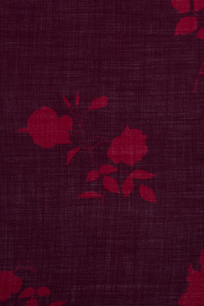 Burgundy Floral Silk & Wool Scarf