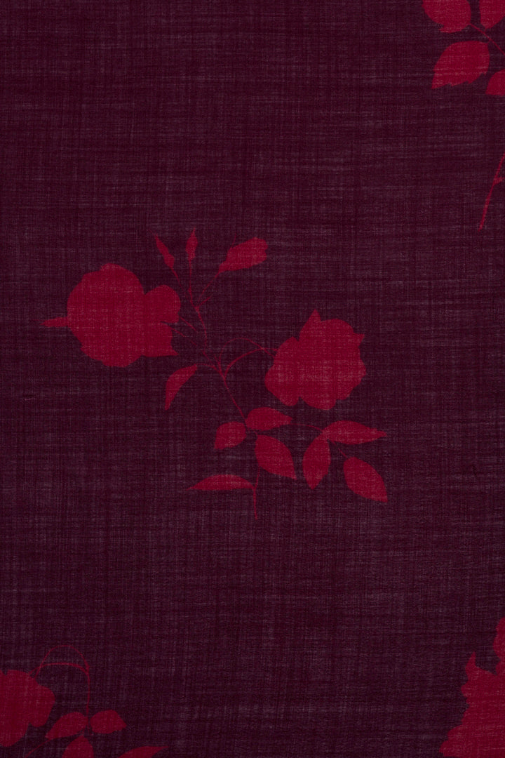 Burgundy Floral Silk & Wool Scarf