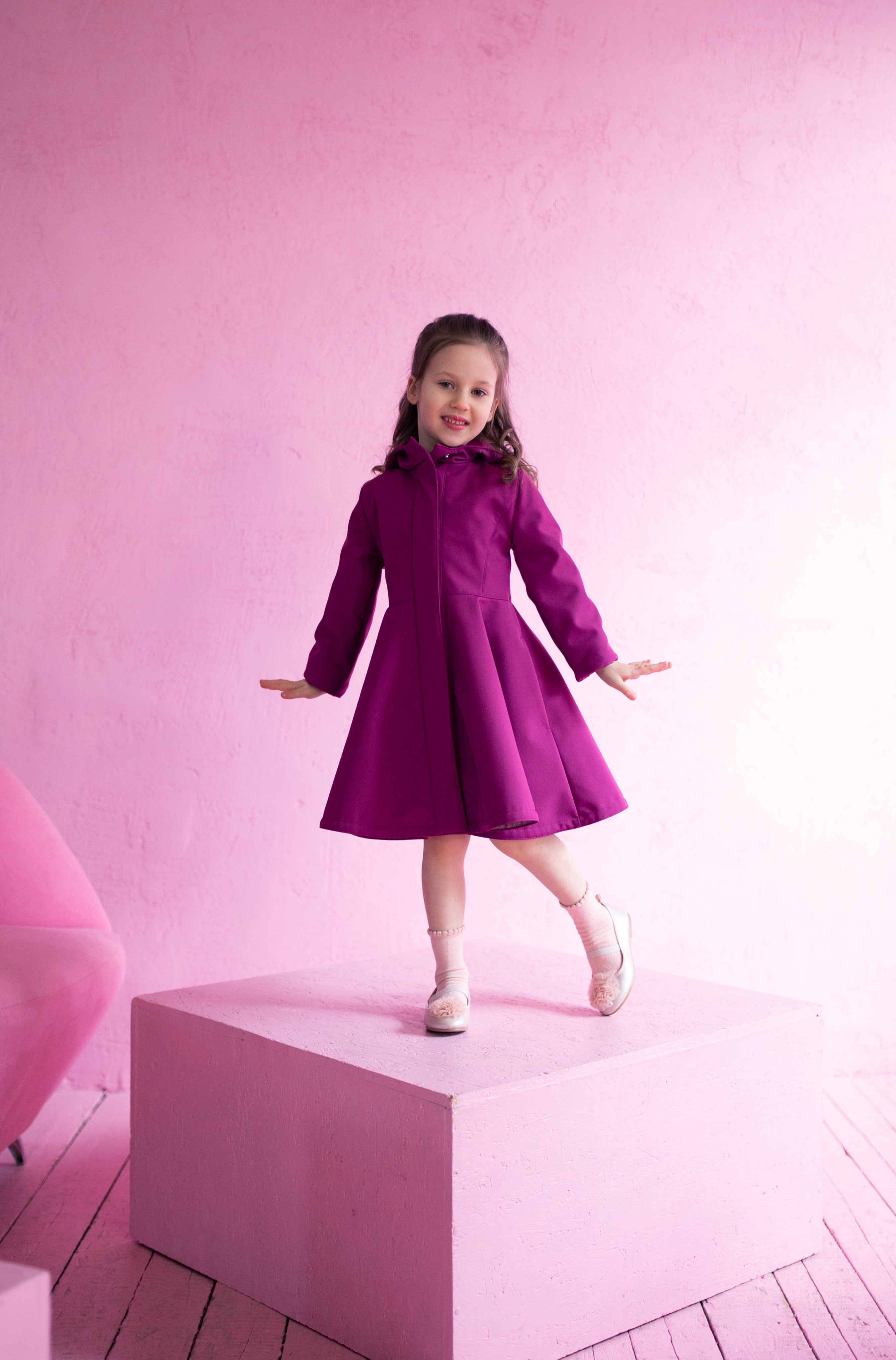 Girls pink dress clearance coat