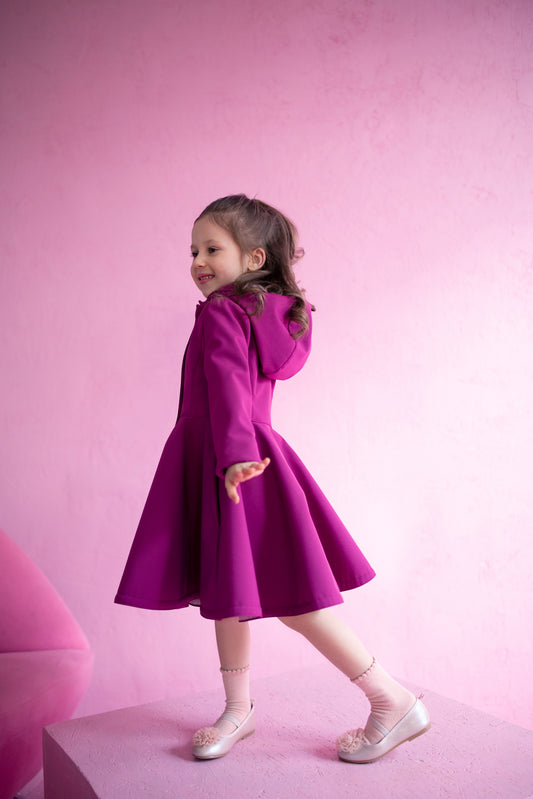 Girls' Bright Pink Coat with Hood
