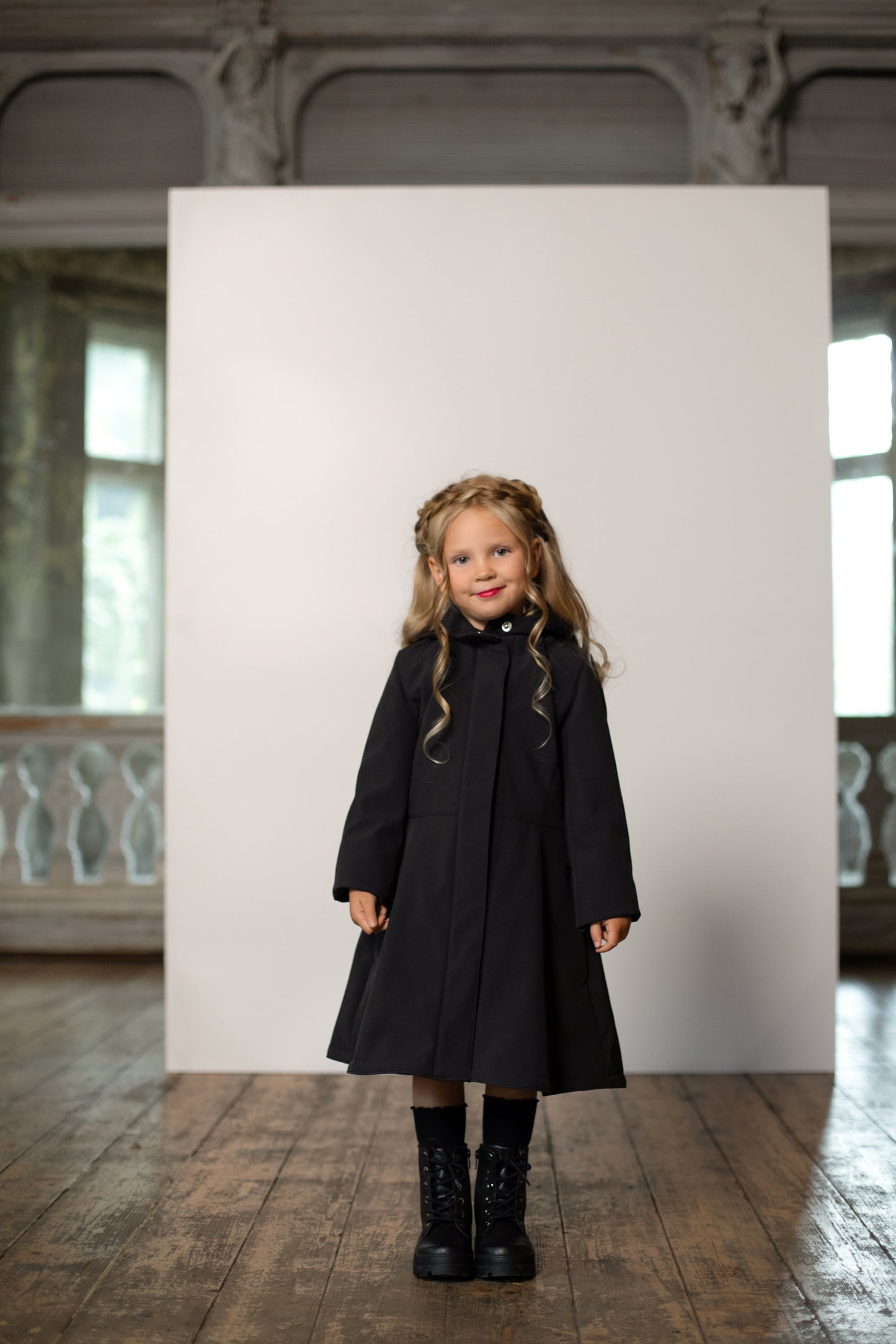 Black waterproof coat for girls