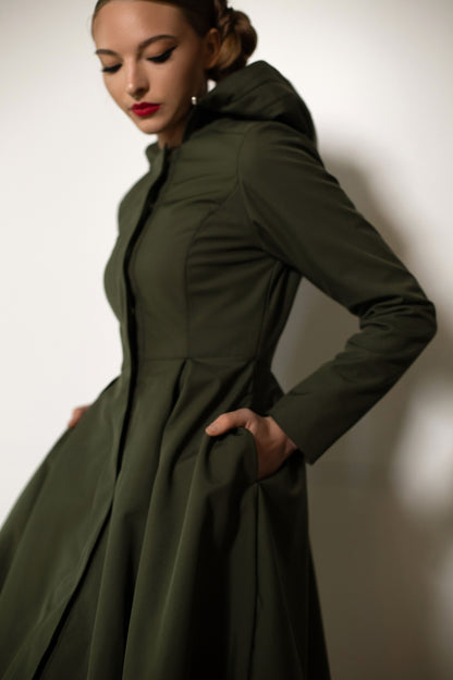 khaki green raincoat for women