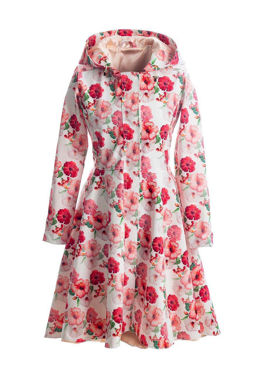 Buy online Red Floral Woman Raincoat City Sun by Rain Sisters