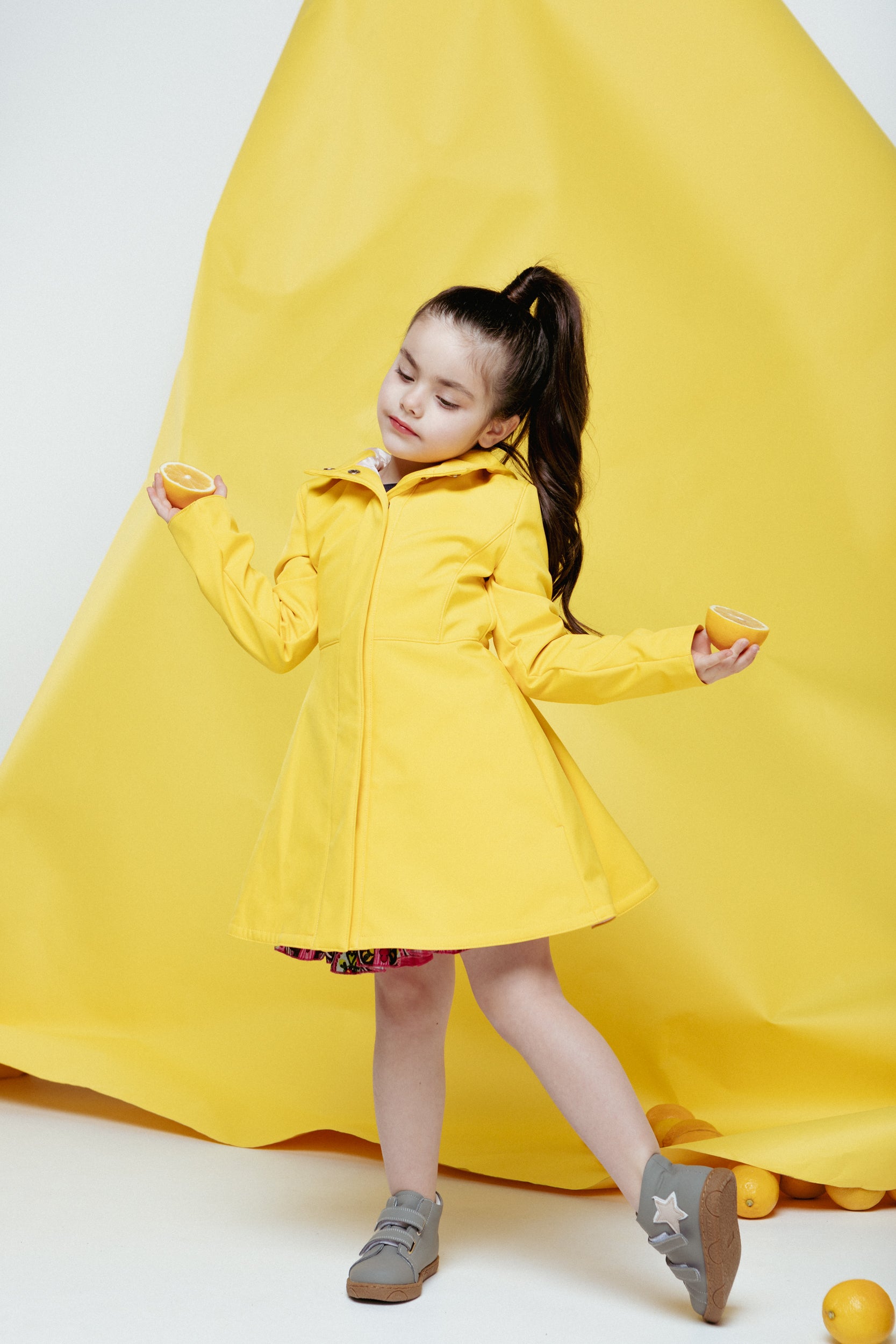 Girls Yellow Coat with Hood RainSisters