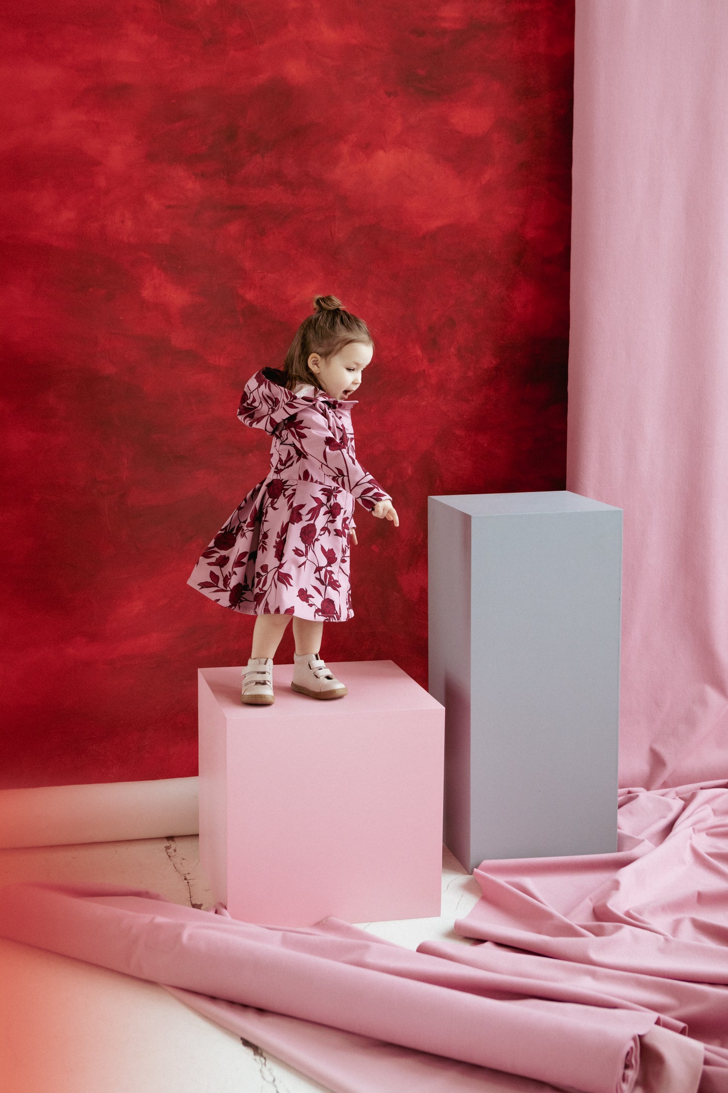 Floral Waterproof Pink Coat for Toddler Girl 