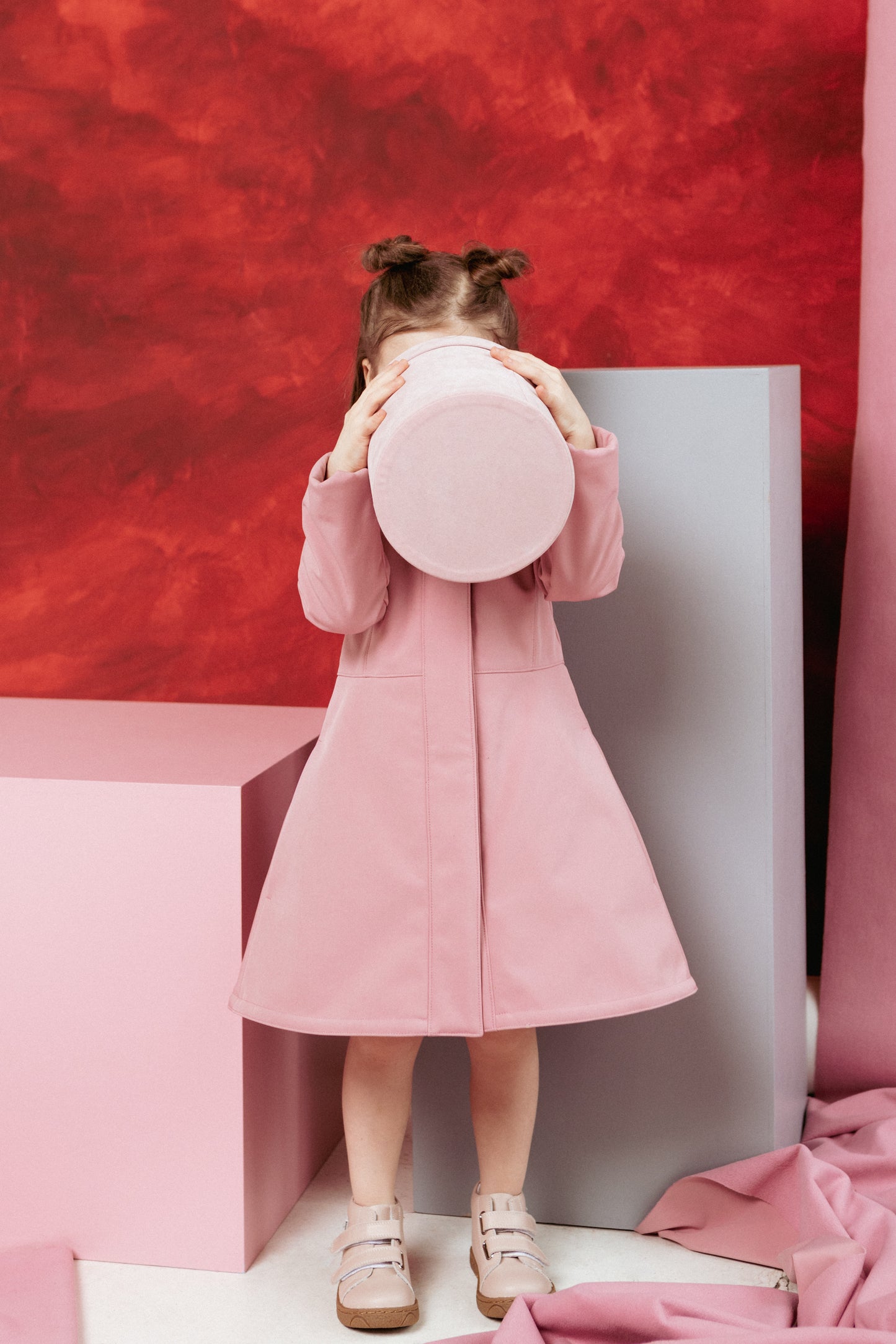 Fitted Pink Raincoat with Hood