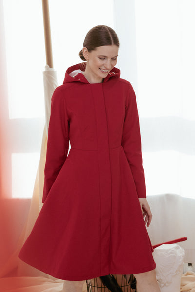 Waterproof Dark Red Coat for Women