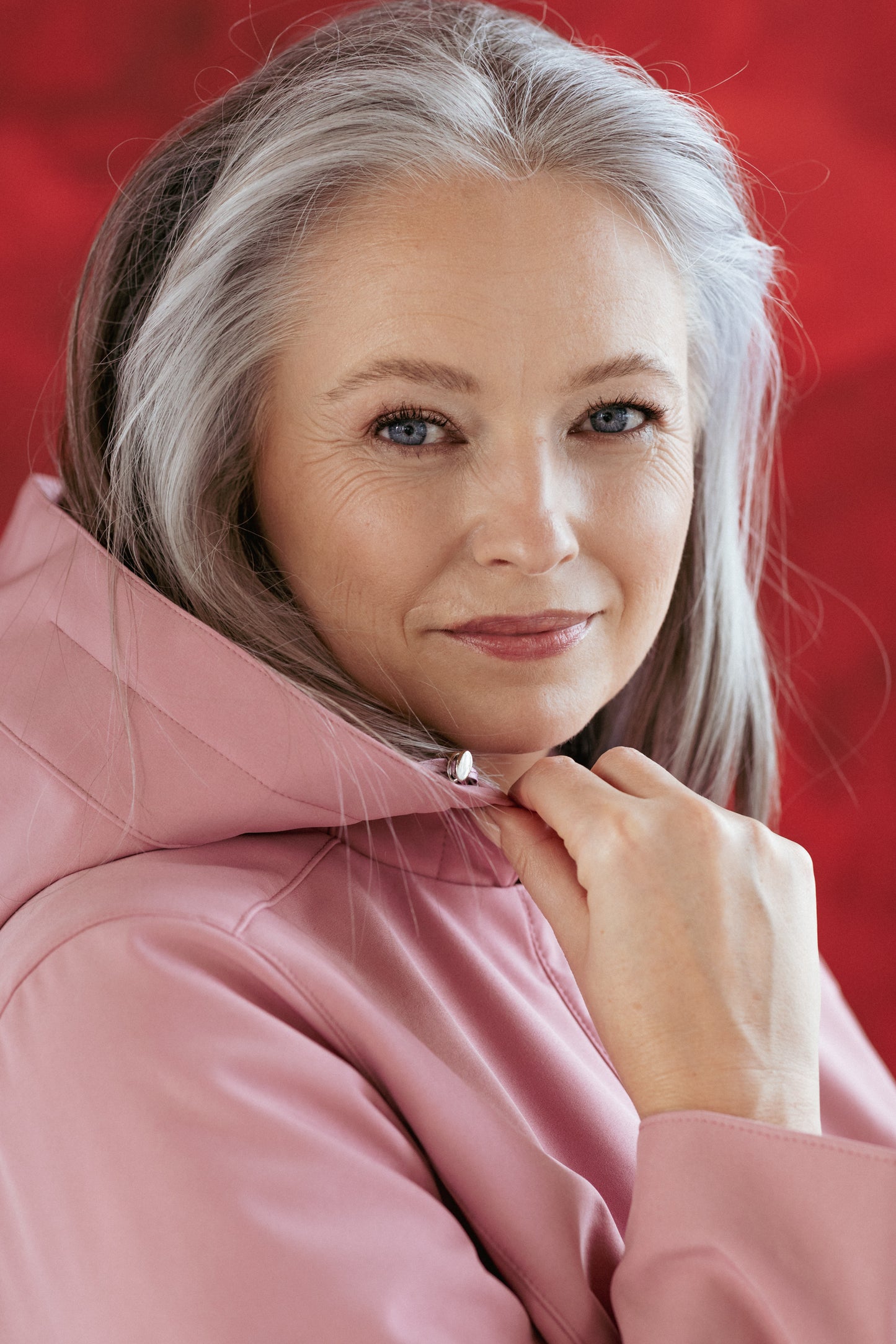 Dusky Pink Raincoat for Women with adjustable hood
