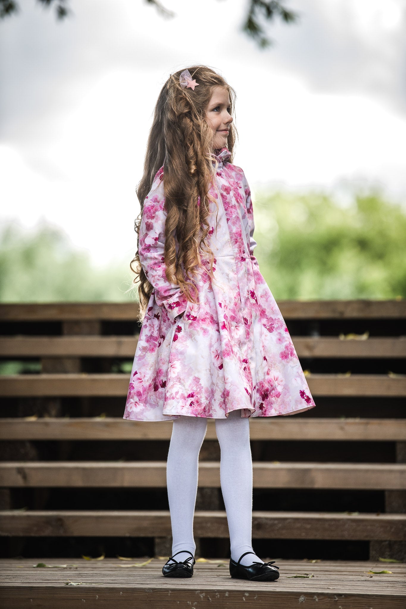 Pink Fit and Flare Raincoat for Girls pockets