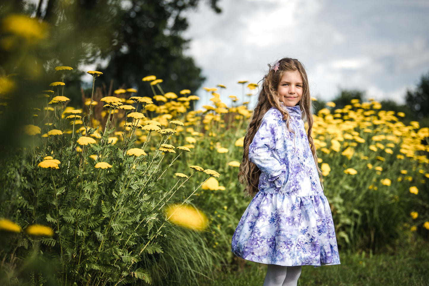 Floral Trapeze Raincoat for Girl side