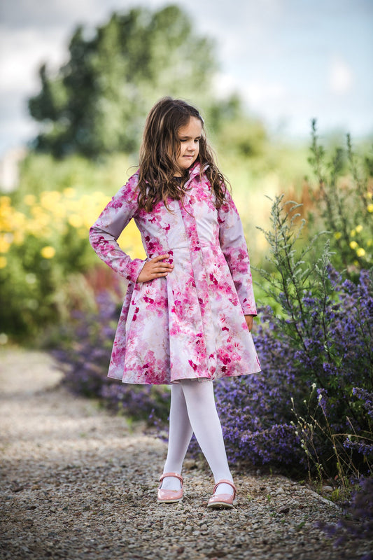 Pink Fit and Flare Raincoat for girls front